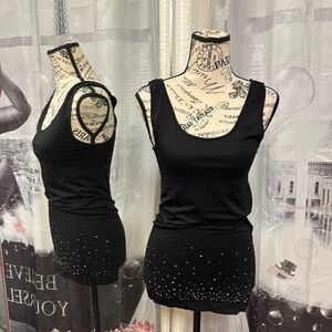 Skinny Tees Black Sequined Tank Top